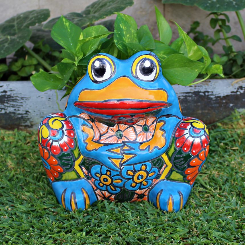 Plow & Hearth viacfarebný kvetináč na žabu talavera 6P208P945 dvor a záhrada