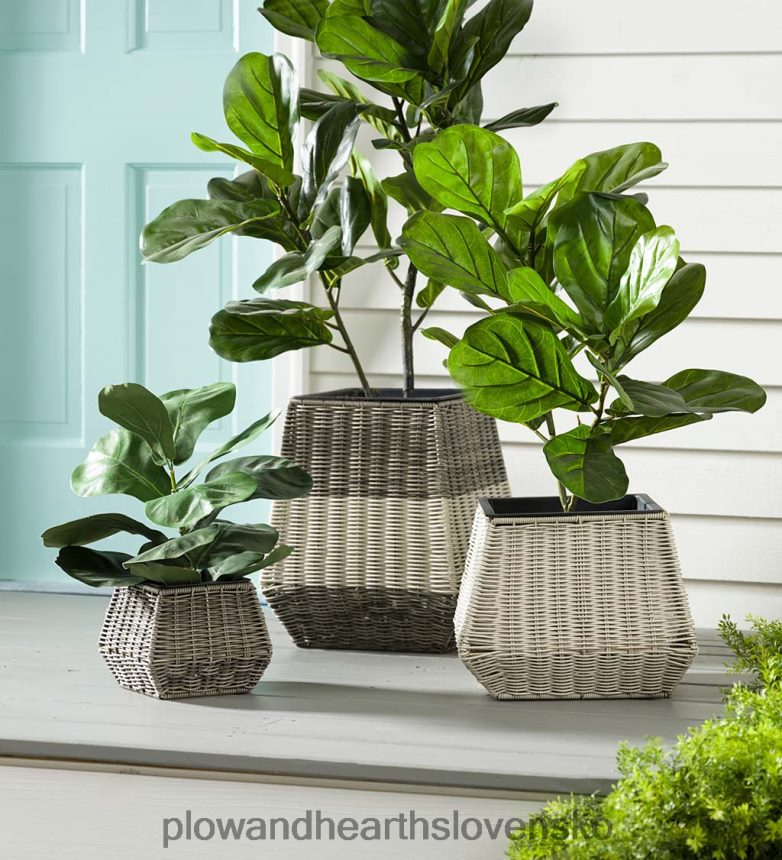 Plow & Hearth vnútorné/vonkajšie prútené kvetináče, sada 3 ks 6P208P981 dvor a záhrada