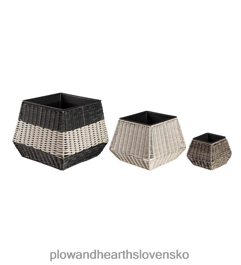 Plow & Hearth vnútorné/vonkajšie prútené kvetináče, sada 3 ks 6P208P981 dvor a záhrada