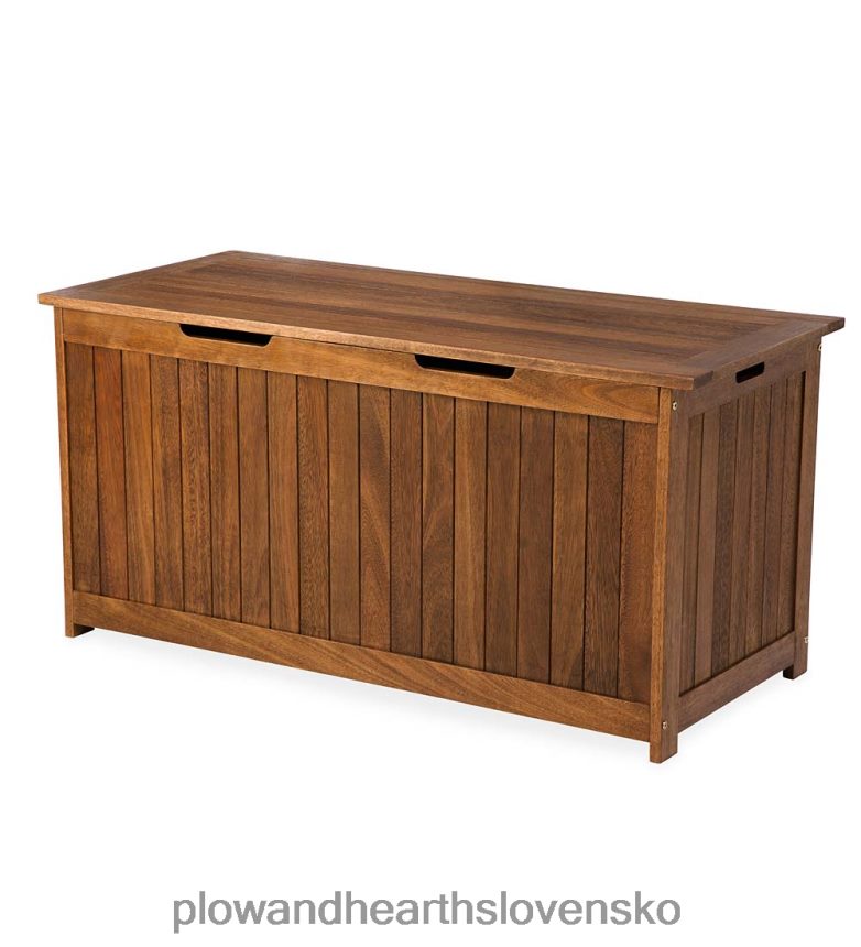 Plow & Hearth Úložný box z eukalyptového dreva, kolekcia vonkajšieho nábytku Lancaster - prírodný 6P208P1017 dvor a záhrada