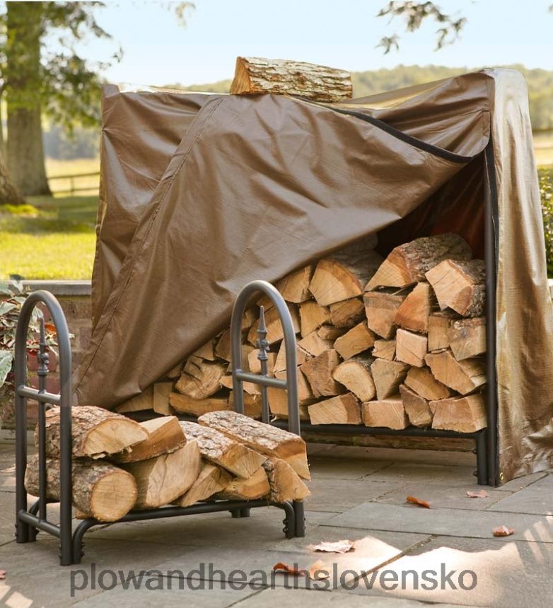 Plow & Hearth odolný oceľový drevený regál s konečným dizajnom 6P208P1003 dvor a záhrada