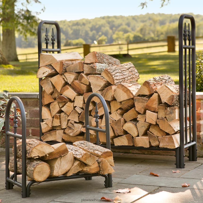 Plow & Hearth odolný oceľový drevený regál s konečným dizajnom 6P208P1003 dvor a záhrada