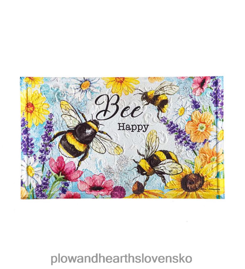 Plow & Hearth Bee happy reliéfna podlahová rohož 6P208P1904 koberčeky a rohožky