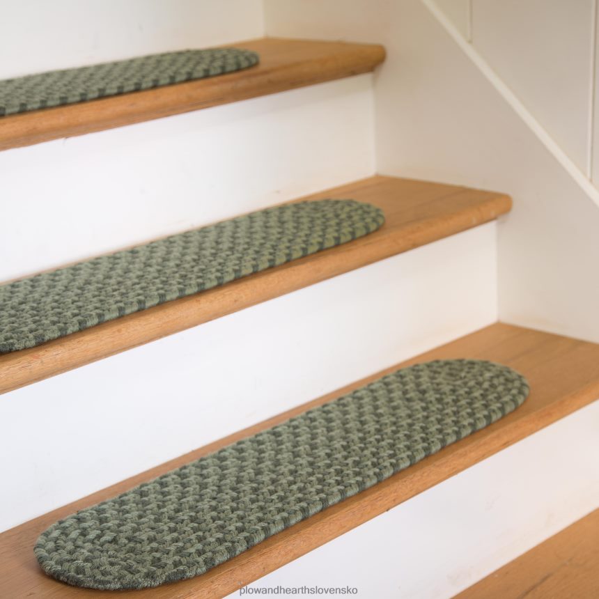 Plow & Hearth Vlnený pletený nášľap na schody z americkej výroby, sada 4 ks - mraz 6P208P1914 koberčeky a rohožky