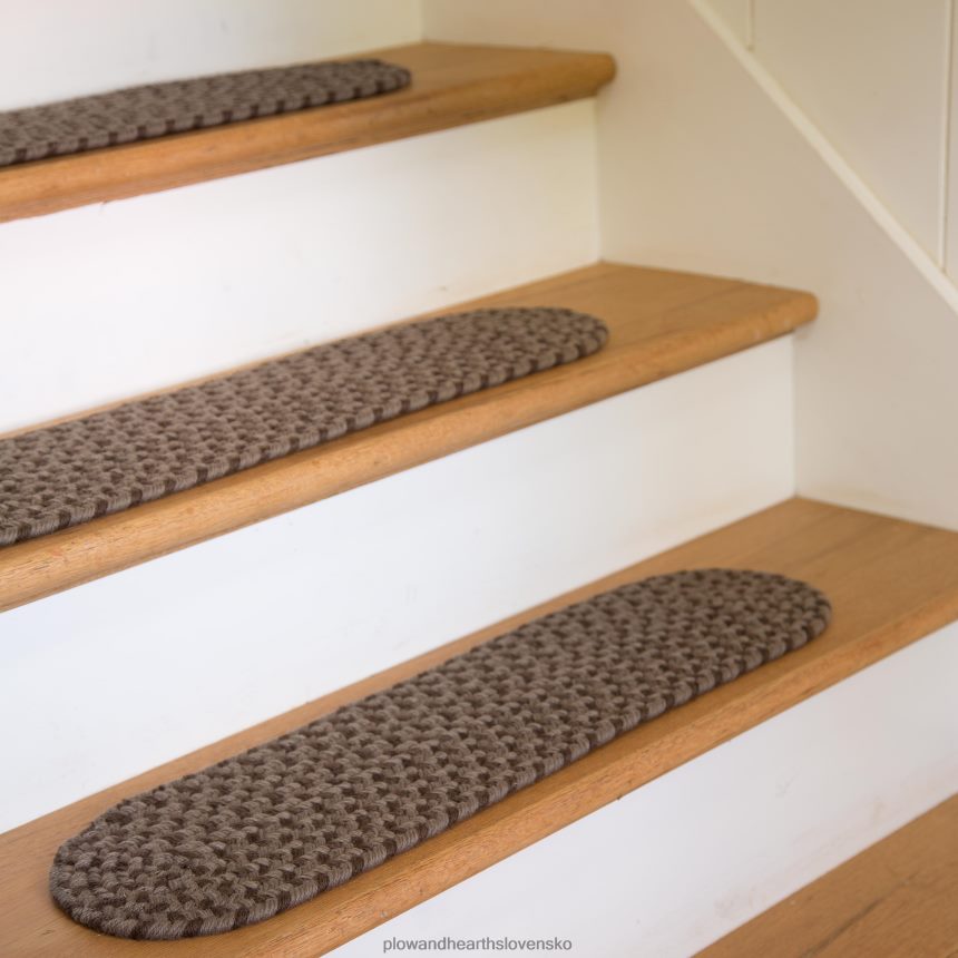 Plow & Hearth Vlnený pletený nášľap na schody z americkej výroby, sada 4 ks - mraz 6P208P1914 koberčeky a rohožky