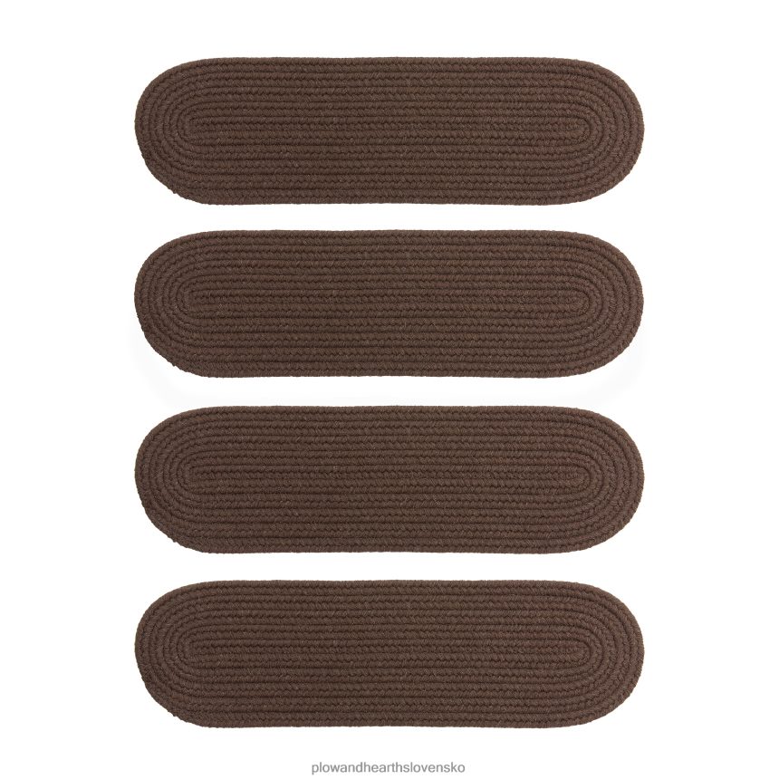 Plow & Hearth modrá hrebeňová vlna oválne pletené schodiskové stupne, sada 4 ks - orech 6P208P1907 koberčeky a rohožky