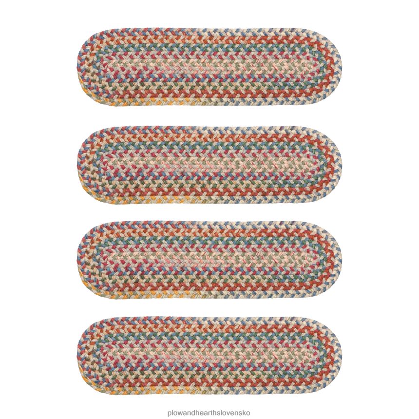 Plow & Hearth modrá hrebeňová vlna oválne pletené schodiskové stupne, sada 4 ks - orech 6P208P1907 koberčeky a rohožky