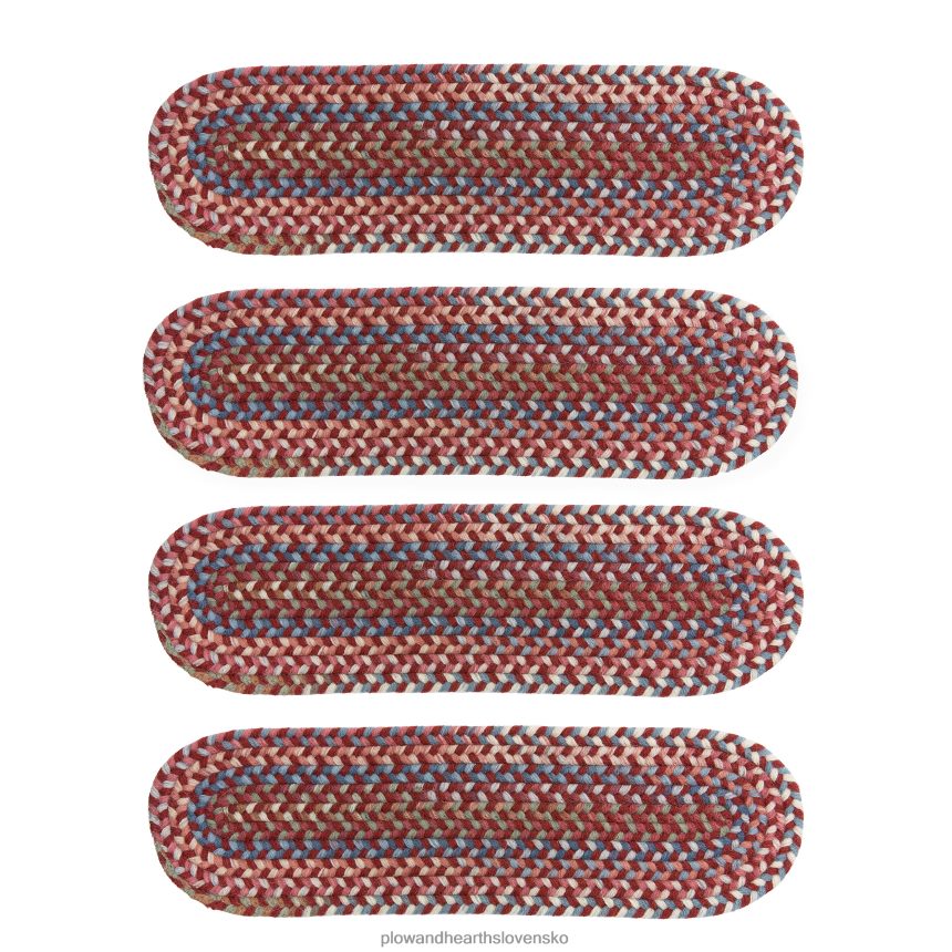 Plow & Hearth modrá hrebeňová vlna oválne pletené schodiskové stupne, sada 4 ks - orech 6P208P1907 koberčeky a rohožky