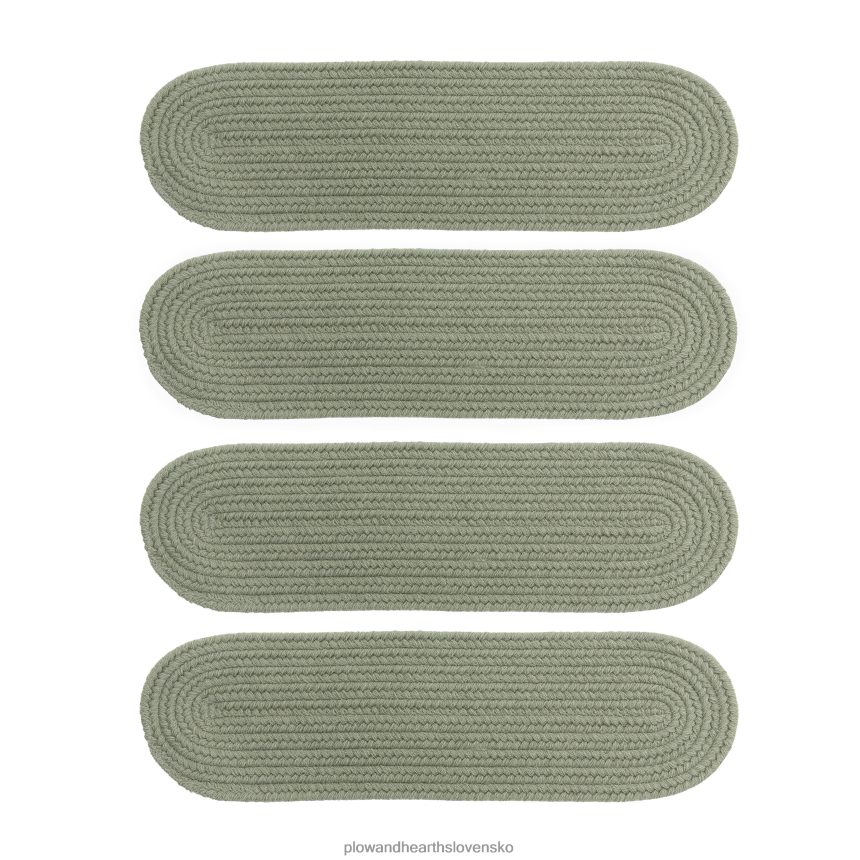 Plow & Hearth modrá hrebeňová vlna oválne pletené schodiskové stupne, sada 4 ks - orech 6P208P1907 koberčeky a rohožky