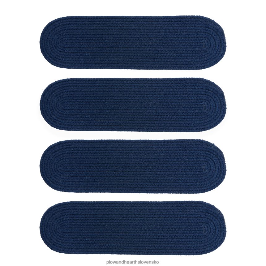 Plow & Hearth modrá hrebeňová vlna oválne pletené schodiskové stupne, sada 4 ks - orech 6P208P1907 koberčeky a rohožky