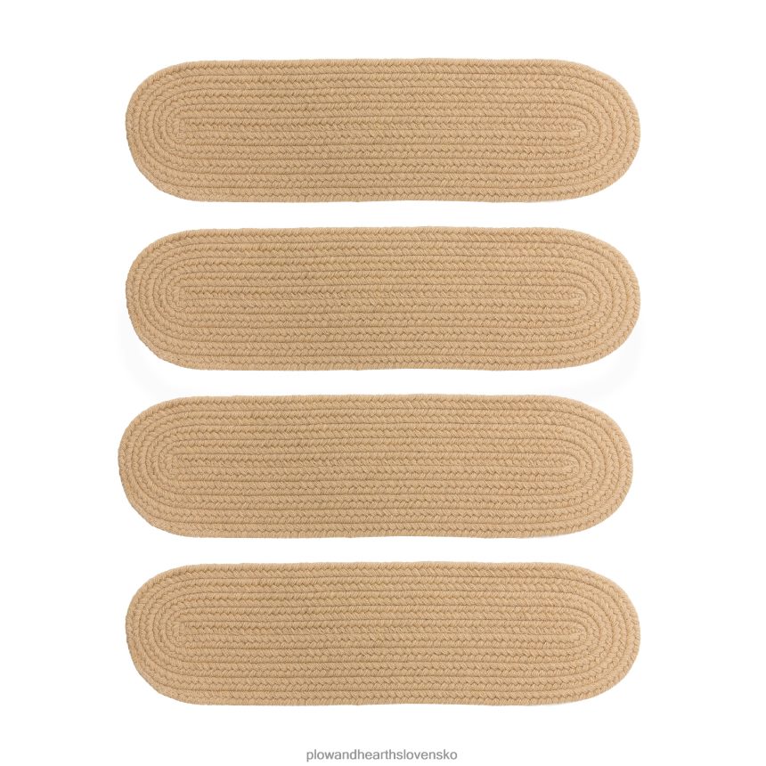 Plow & Hearth modrá hrebeňová vlna oválne pletené schodiskové stupne, sada 4 ks - orech 6P208P1907 koberčeky a rohožky