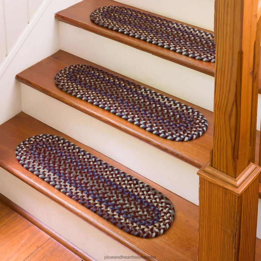 Plow & Hearth modré vlnené pletené oválne koberce vyrobené v USA 6P208P1770 koberčeky a rohožky