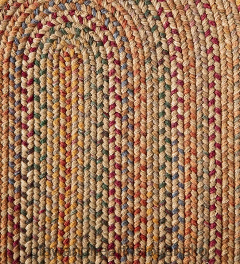 Plow & Hearth modré vlnené pletené oválne koberce vyrobené v USA 6P208P1770 koberčeky a rohožky