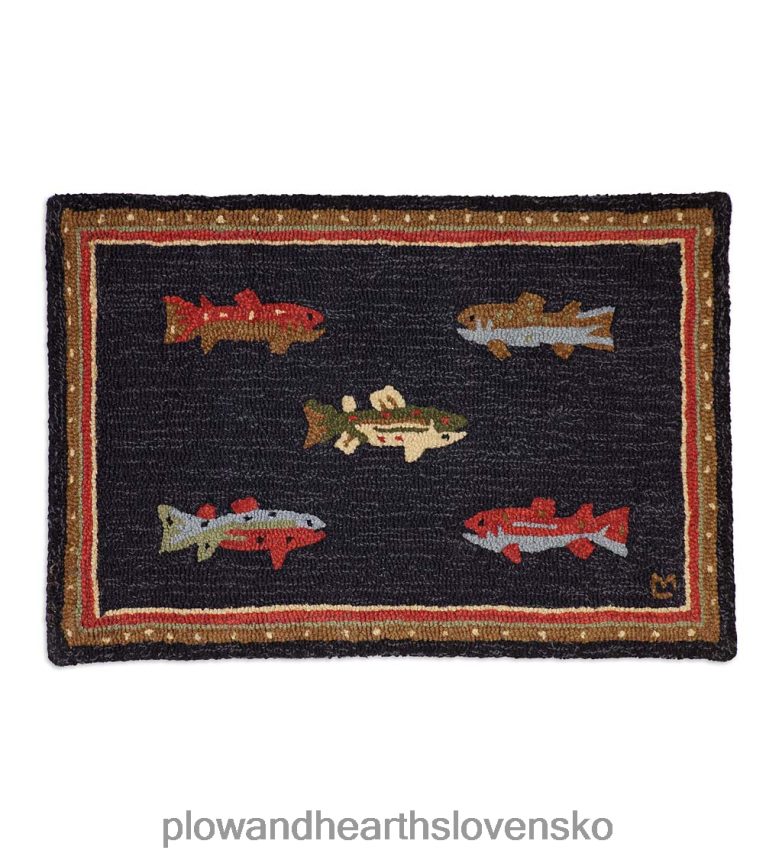 Plow & Hearth riečna ryba ručne háčkovaný vlnený akcentový koberec 6P208P1791 koberčeky a rohožky