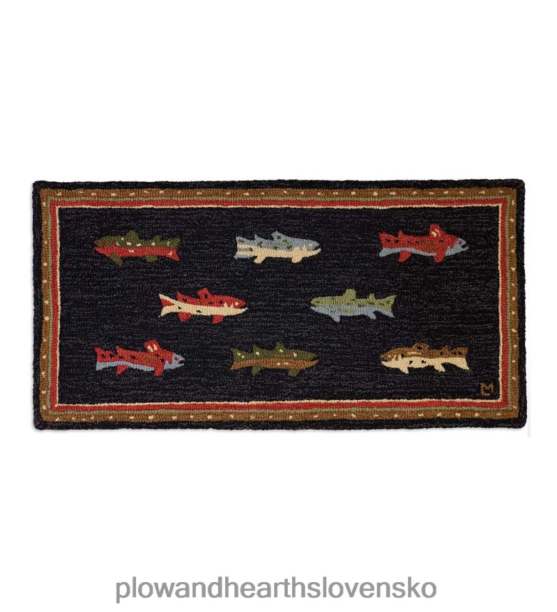 Plow & Hearth riečna ryba ručne háčkovaný vlnený akcentový koberec 6P208P1791 koberčeky a rohožky