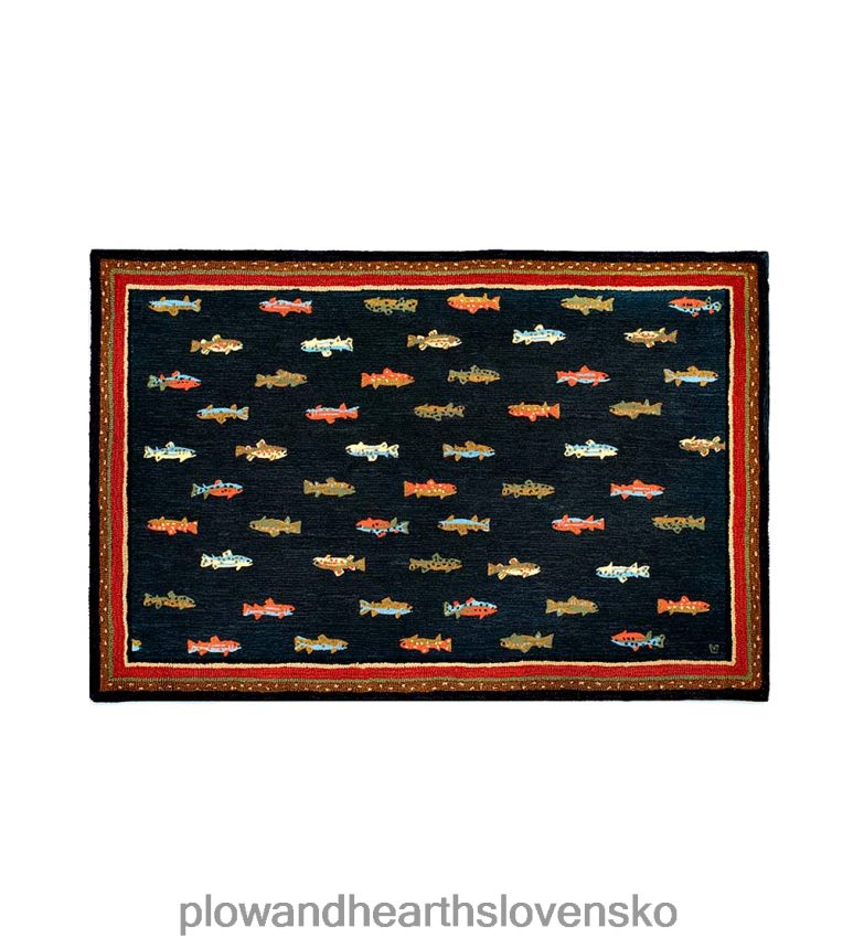 Plow & Hearth riečna ryba ručne háčkovaný vlnený akcentový koberec 6P208P1791 koberčeky a rohožky