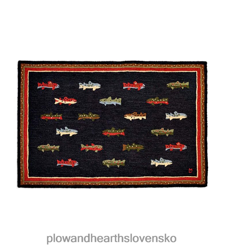 Plow & Hearth riečna ryba ručne háčkovaný vlnený akcentový koberec 6P208P1791 koberčeky a rohožky
