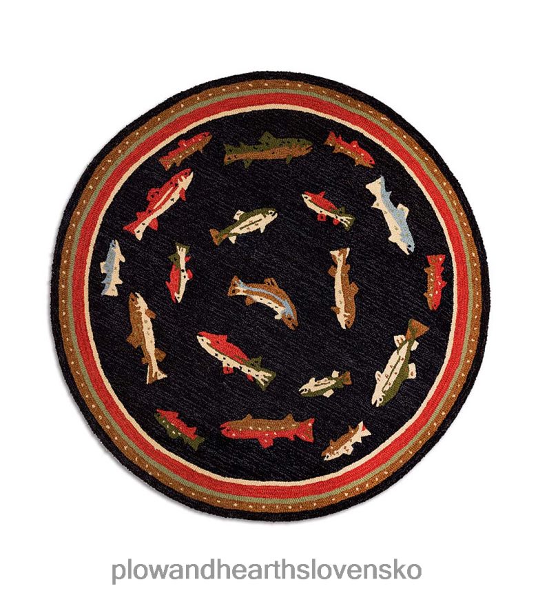 Plow & Hearth riečna ryba ručne háčkovaný vlnený akcentový koberec 6P208P1791 koberčeky a rohožky