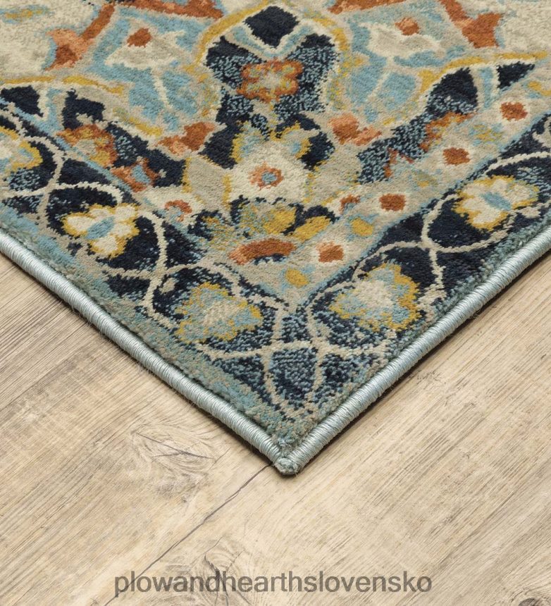 Plow & Hearth strieborný mestský medailónový polypropylénový koberec 6P208P1881 koberčeky a rohožky