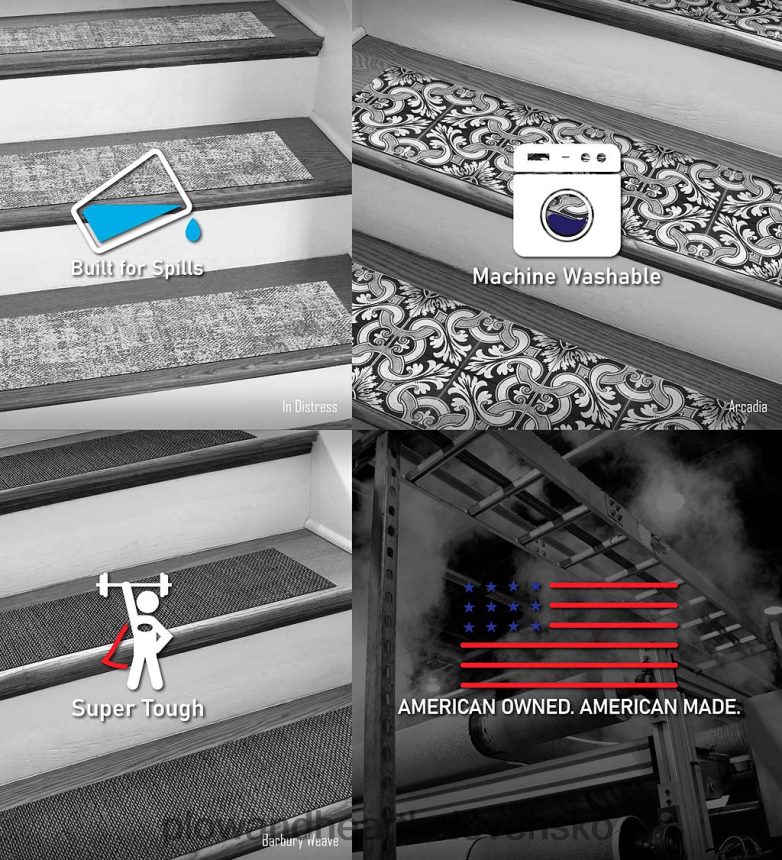 Plow & Hearth tkané schodiskové stupne, sada 4 ks - sivá 6P208P1917 koberčeky a rohožky