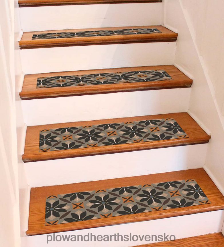 Plow & Hearth vintage dlaždice schodiskové stupne, sada 4 ks - hrdza 6P208P1918 koberčeky a rohožky