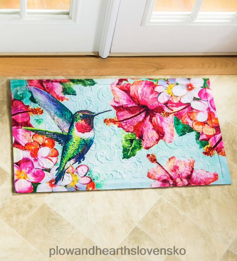 Plow & Hearth reliéfna podlahová rohož kolibrík a ibištek 6P208P1378 koberčeky a rohožky