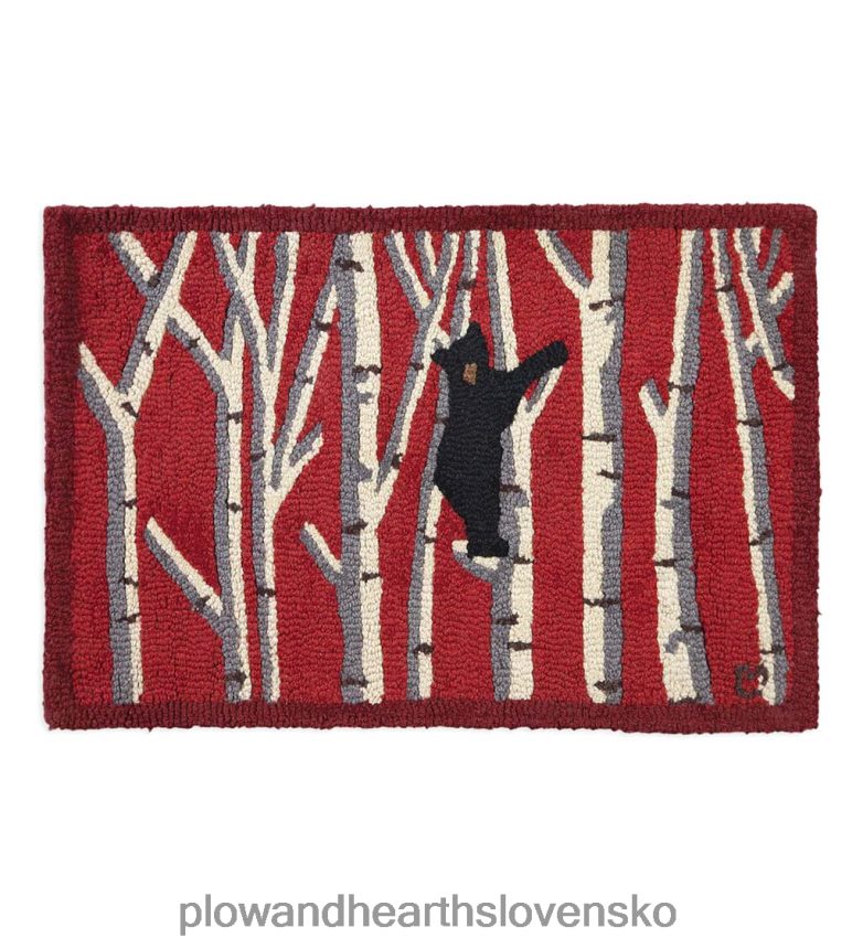 Plow & Hearth hákový vlnený čierny medveď v brezovom akcentovom koberci 6P208P1754 koberčeky a rohožky