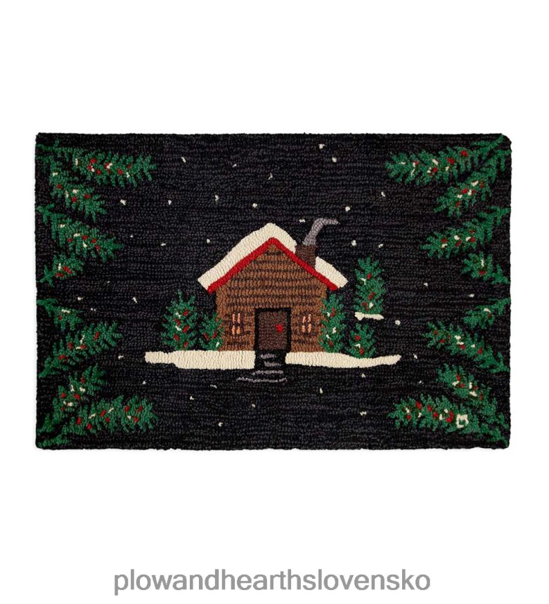 Plow & Hearth ručne háčkovaný vlnený koberec z borovicového dreva 6P208P1753 koberčeky a rohožky