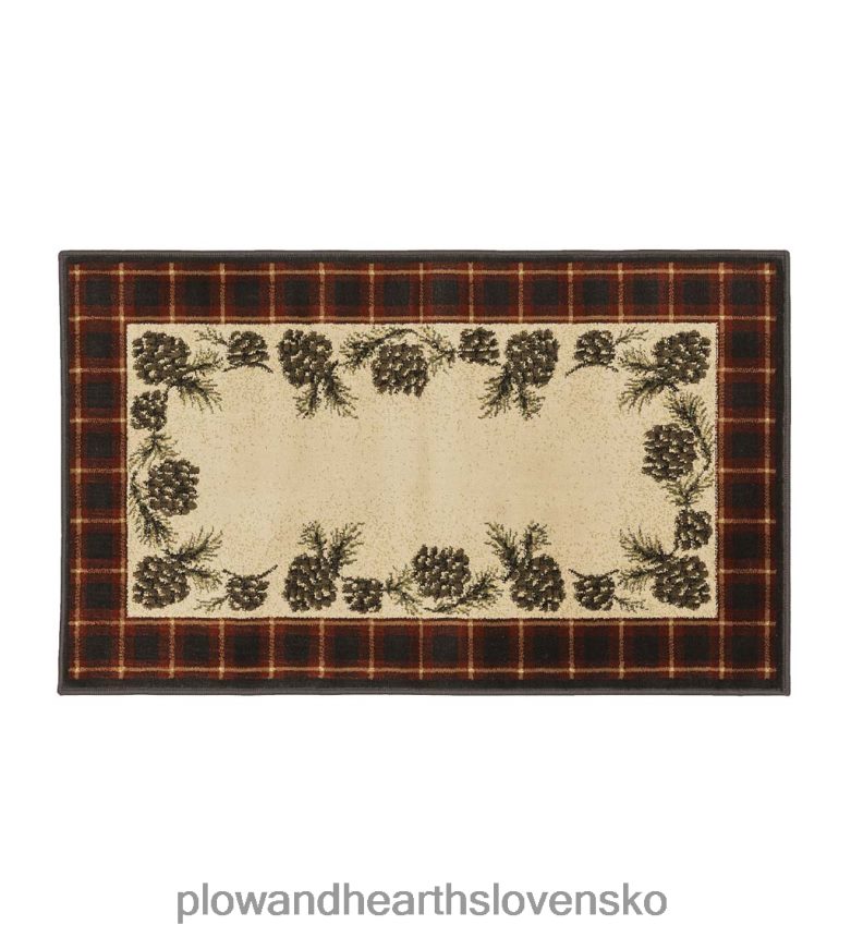 Plow & Hearth vista šišky červený kockovaný okrajový koberec, 30" x 50" - červený 6P208P1759 koberčeky a rohožky