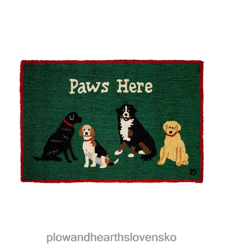 Plow & Hearth labky tu zelený ručne háčkovaný vlnený koberec, 24" x 36" 6P208P2318 koberčeky a rohožky