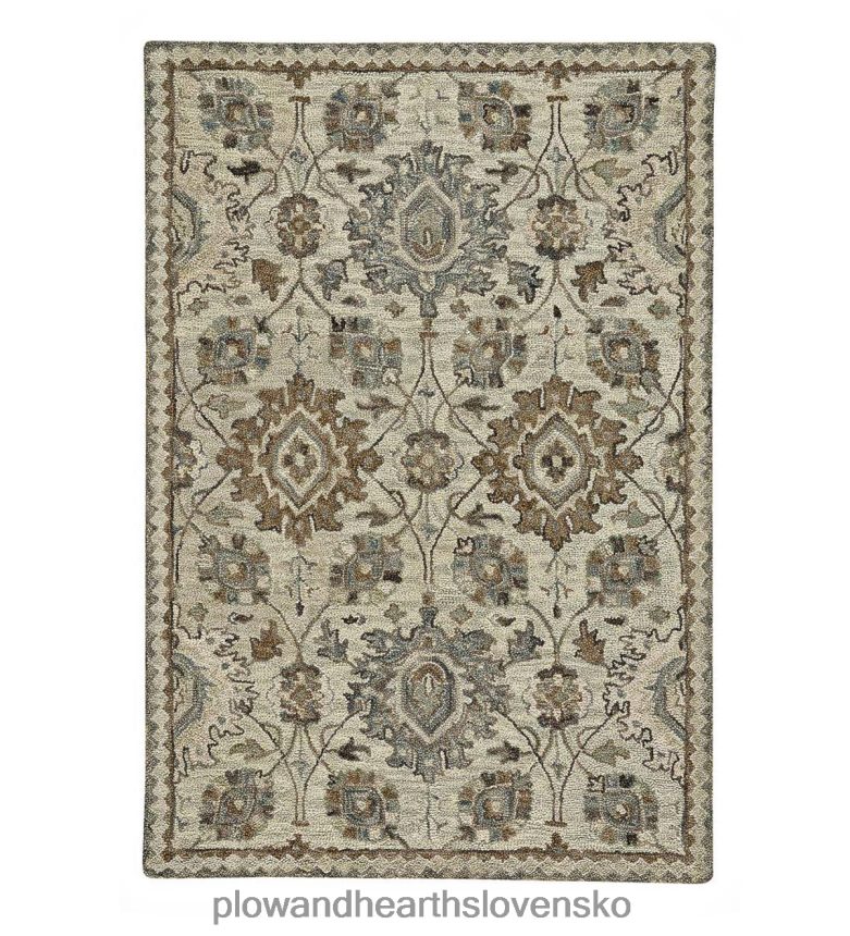 Plow & Hearth parkside vlnený koberec s medailónom, 8' x 10' - prírodný 6P208P2319 koberčeky a rohožky