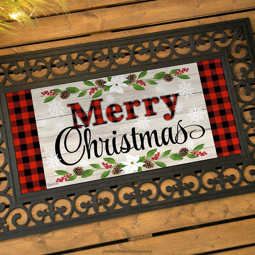 Plow & Hearth veselé vianoce byvolie kockované sassafras vypínač mat 6P208P1513 koberčeky a rohožky