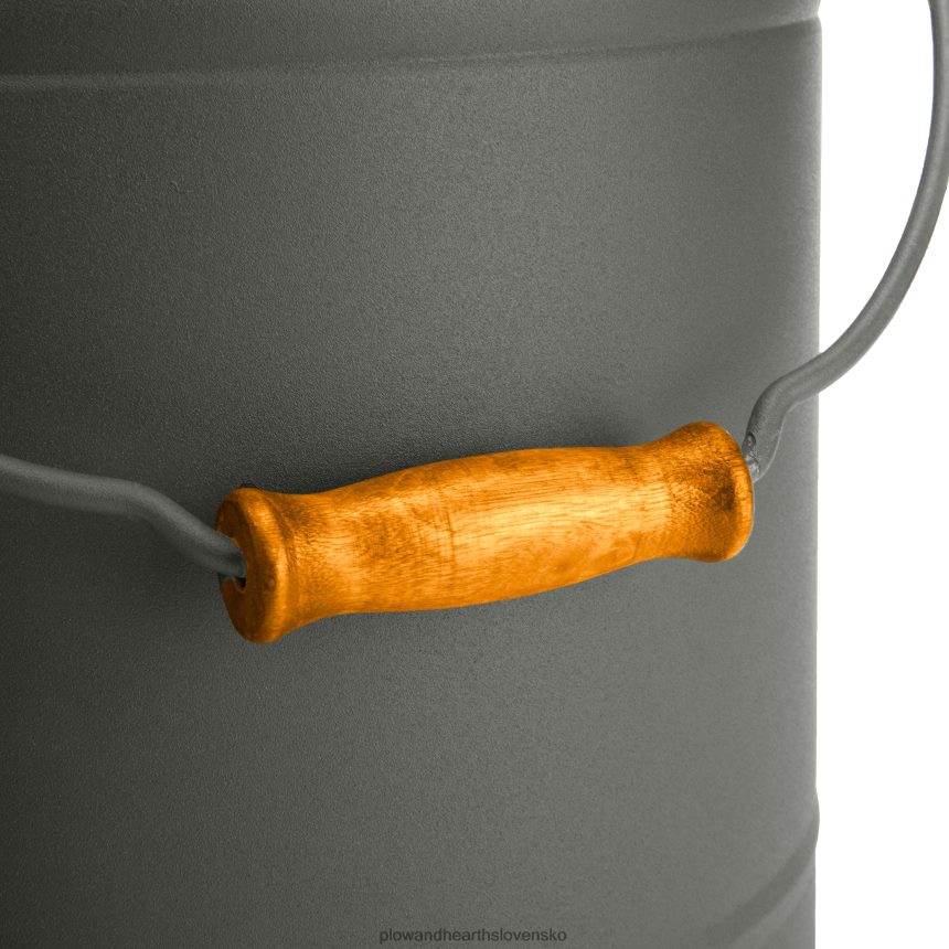 Plow & Hearth deluxe pozinkované vedro na popol s rúčkou, vekom a dvojvrstvovým dnom - uhlovo čierne 6P208P2824 krb