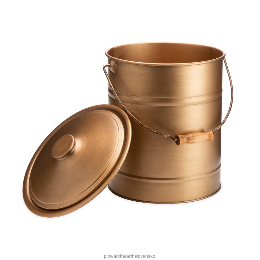 Plow & Hearth deluxe pozinkované vedro na popol s rúčkou, vekom a dvojvrstvovým dnom - uhlovo čierne 6P208P2824 krb