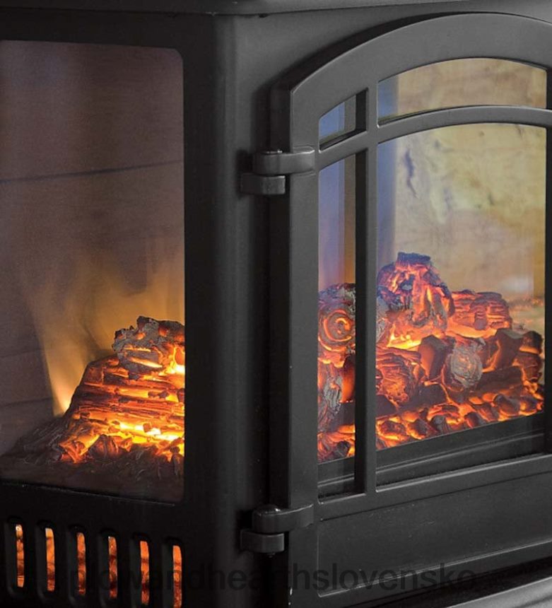 Plow & Hearth panoramatický kremenný infračervený kachlový ohrievač - čierny 6P208P2932 krb