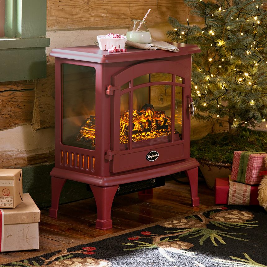 Plow & Hearth panoramatický kremenný infračervený kachlový ohrievač - čierny 6P208P2932 krb