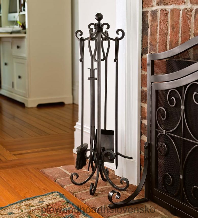 Plow & Hearth Súprava krbového náradia hrebeň - zlatá 6P208P2728 krb