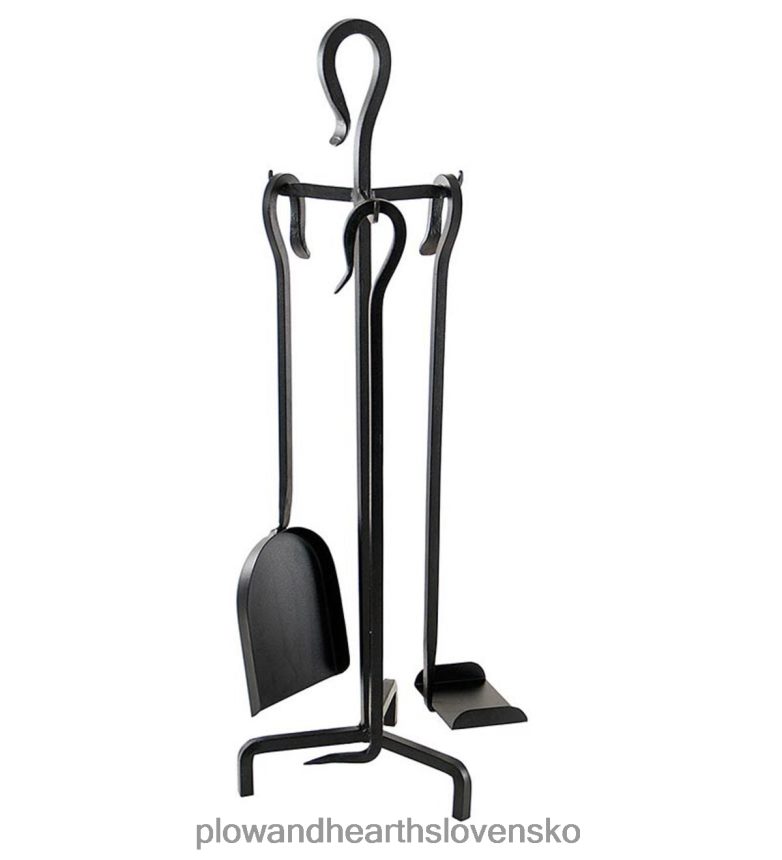 Plow & Hearth mini 4-dielna súprava krbového náradia s úchytmi na suchý zips - čierna 6P208P2768 krb