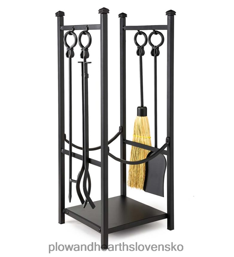 Plow & Hearth stojan na drevo s krbovým náradím - čierny 6P208P2721 krb