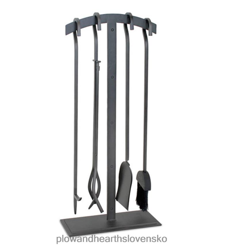 Plow & Hearth tieňová žehlička 4-dielna sada krbového náradia v prírodnej úprave železa - železo 6P208P2743 krb