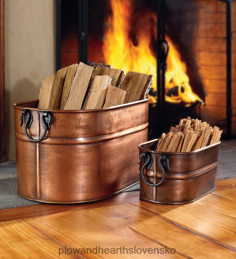 Plow & Hearth medené vedro na palivové drevo 6P208P2707 krb