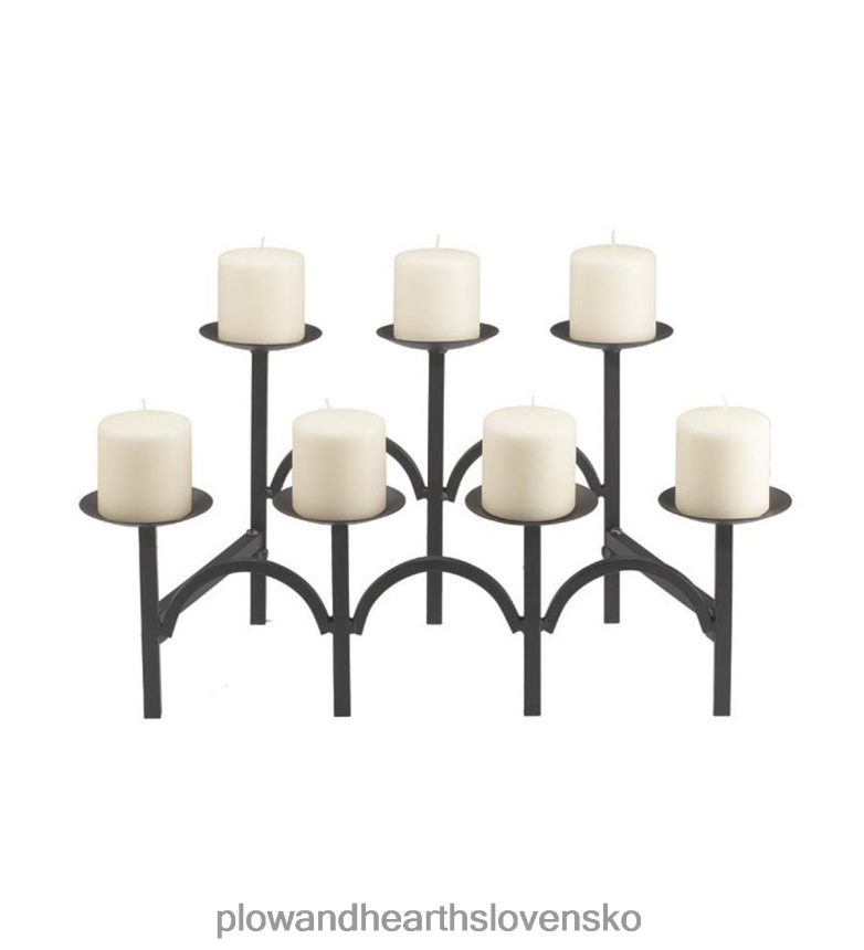 Plow & Hearth železný dvojposchodový krbový svietnik - čierny 6P208P2859 krb