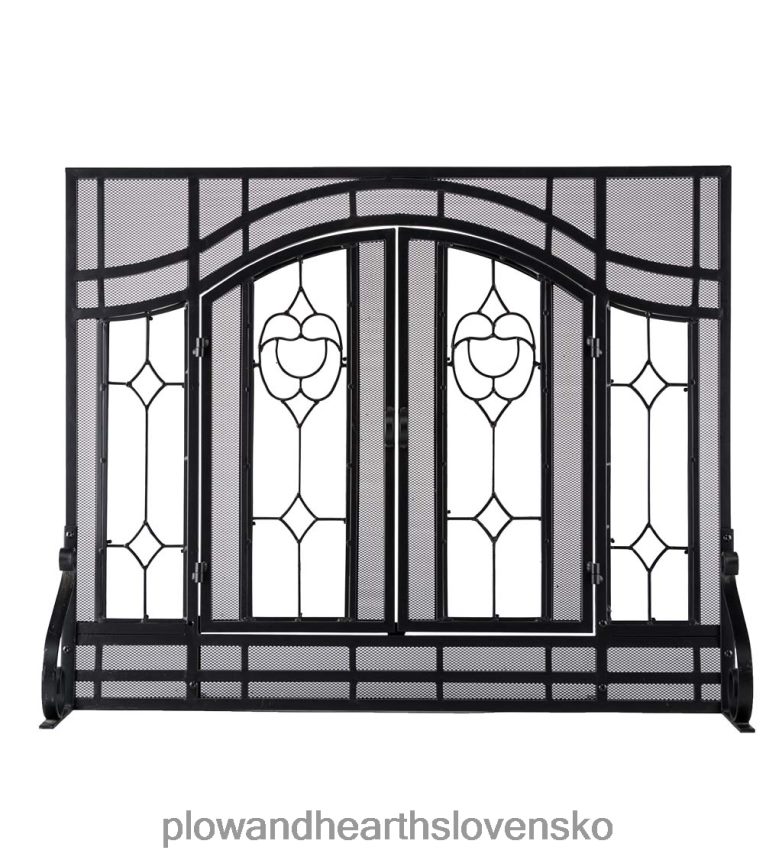 Plow & Hearth dvojdverová krbová zástena so sklenenými kvetinovými panelmi 6P208P2876 krb