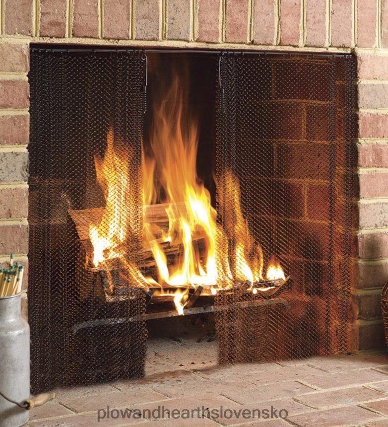 Plow & Hearth Čierna sieťovaná záclona páry závesov krbových obrazoviek 6P208P2898 krb