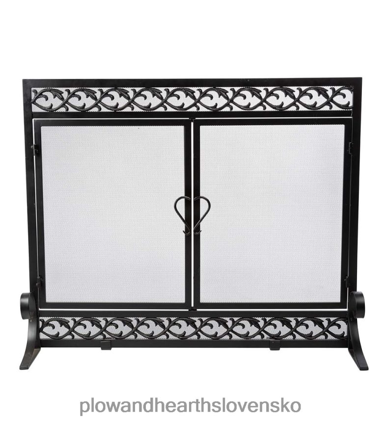 Plow & Hearth malá liatinová rolovacia protipožiarna zástena s dverami - čierna 6P208P3181 krb
