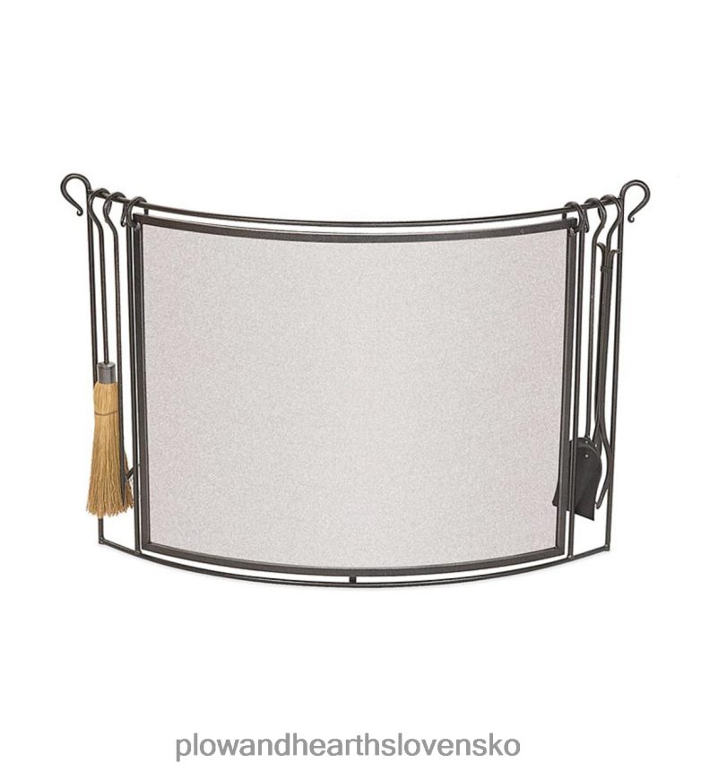 Plow & Hearth oblúková oceľová krbová zástena so 4-dielnou súpravou náradia - vintage železo 6P208P2782 krb