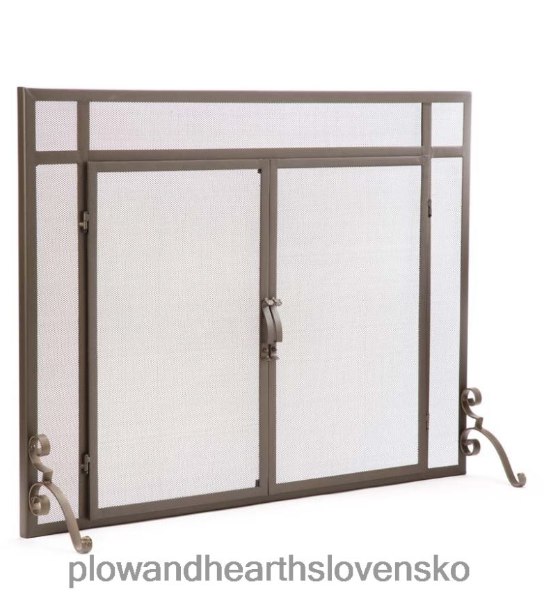 Plow & Hearth ploché ochranné protipožiarne zásteny s dverami z masívnej ocele 6P208P2874 krb