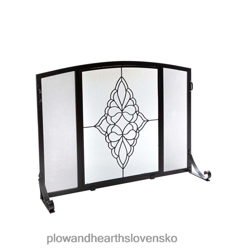 Plow & Hearth sv. karlovsky sklenený medailón plochý ochranný protipožiarny štít 6P208P2878 krb