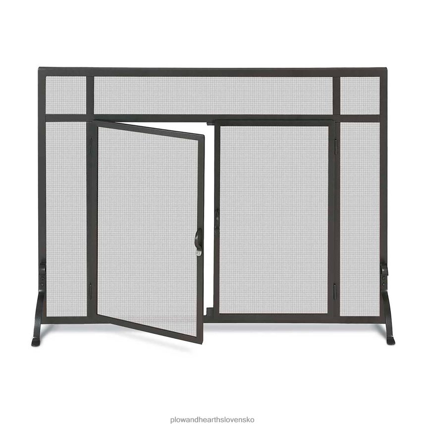 Plow & Hearth veľká krbová zástena na mieru, plochá zábrana s rovnými dvierkami - čierna 6P208P2923 krb