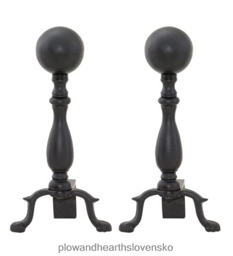 Plow & Hearth čierne guľôčkové andirons, pár - čierne 6P208P2858 príslušenstvo